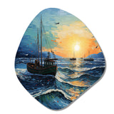 Vangogh Seascape With Fishing III - Asymmetric Metal Wall Art