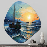 Vangogh Seascape With Fishing III - Asymmetric Metal Wall Art