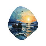 Vangogh Seascape With Fishing III - Asymmetric Metal Wall Art