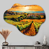 Vangogh Sunlit Vineyards I - Asymmetric Metal Wall Art