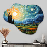 Vangogh The Swaying Cypress II - Asymmetric Metal Wall Art