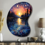 Vangogh Twilight Reflections Pointillism - Asymmetric Metal Wall Art