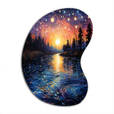 Vangogh Twilight Reflections Pointillism - Asymmetric Metal Wall Art