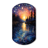 Vangogh Twilight Reflections Pointillism - Asymmetric Metal Wall Art