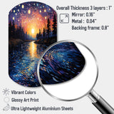 Vangogh Twilight Reflections Pointillism - Asymmetric Metal Wall Art