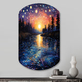 Vangogh Twilight Reflections Pointillism - Asymmetric Metal Wall Art