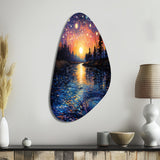 Vangogh Twilight Reflections Pointillism - Asymmetric Metal Wall Art