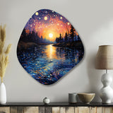 Vangogh Twilight Reflections Pointillism - Asymmetric Metal Wall Art