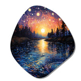 Vangogh Twilight Reflections Pointillism - Asymmetric Metal Wall Art