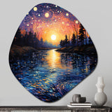 Vangogh Twilight Reflections Pointillism - Asymmetric Metal Wall Art