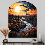 Vangogh Village At Sunset I - Asymmetric Metal Wall Art