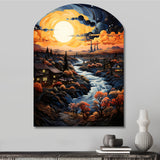 Vangogh Village At Sunset I - Asymmetric Metal Wall Art