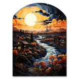 Vangogh Village At Sunset I - Asymmetric Metal Wall Art