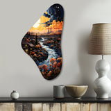 Vangogh Village At Sunset I - Asymmetric Metal Wall Art