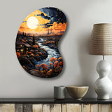 Vangogh Village At Sunset I - Asymmetric Metal Wall Art