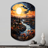 Vangogh Village At Sunset I - Asymmetric Metal Wall Art