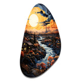 Vangogh Village At Sunset I - Asymmetric Metal Wall Art