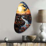 Vangogh Village At Sunset I - Asymmetric Metal Wall Art