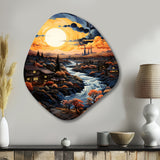 Vangogh Village At Sunset I - Asymmetric Metal Wall Art