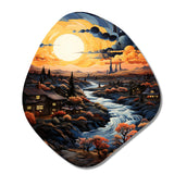 Vangogh Village At Sunset I - Asymmetric Metal Wall Art