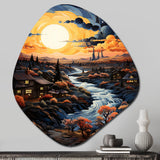 Vangogh Village At Sunset I - Asymmetric Metal Wall Art