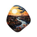 Vangogh Village At Sunset I - Asymmetric Metal Wall Art