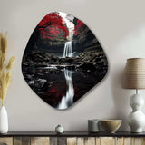 Grey and Red Waterfall Of Eternity II - Asymmetric Metal Wall Art