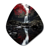 Grey and Red Waterfall Of Eternity II - Asymmetric Metal Wall Art