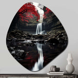 Grey and Red Waterfall Of Eternity II - Asymmetric Metal Wall Art