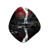 Grey and Red Waterfall Of Eternity II - Asymmetric Metal Wall Art