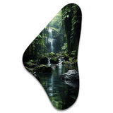 Waterfall Hidden Oasis Forest II - Asymmetric Metal Wall Art