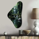 Waterfall Hidden Oasis Forest II - Asymmetric Metal Wall Art