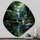 Waterfall Hidden Oasis Forest II - Asymmetric Metal Wall Art