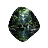 Waterfall Hidden Oasis Forest II - Asymmetric Metal Wall Art