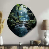 Waterfall Hidden Oasis I - Asymmetric Metal Wall Art