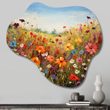 Colorful Wildflowers Meadow Blooms I - Asymmetric Metal Wall Art