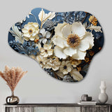 White Blue Wildflowers Natures Tapestry I - Asymmetric Metal Wall Art