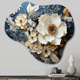 White Blue Wildflowers Natures Tapestry I - Asymmetric Metal Wall Art