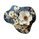 White Blue Wildflowers Natures Tapestry I - Asymmetric Metal Wall Art