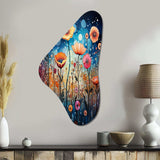 Wildflowers Whimsical Blooms Pointillism II - Asymmetric Metal Wall Art