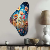 Wildflowers Whimsical Blooms Pointillism II - Asymmetric Metal Wall Art