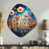 Wildflowers Whimsical Blooms Pointillism II - Asymmetric Metal Wall Art