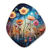 Wildflowers Whimsical Blooms Pointillism II - Asymmetric Metal Wall Art