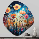 Wildflowers Whimsical Blooms Pointillism II - Asymmetric Metal Wall Art