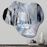 Winter Frosty Forest II - Asymmetric Metal Wall Art