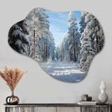 Winter Snowy Evergreen III - Asymmetric Metal Wall Art