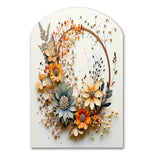 Beige and Orange Floral Wreath I - Asymmetric Metal Wall Art