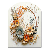 Beige and Orange Floral Wreath I - Asymmetric Metal Wall Art