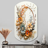 Beige and Orange Floral Wreath I - Asymmetric Metal Wall Art