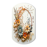 Beige and Orange Floral Wreath I - Asymmetric Metal Wall Art